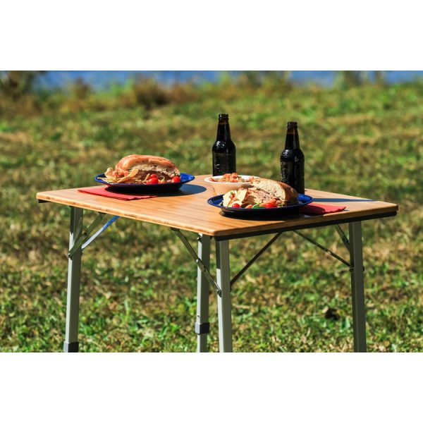 Table pliante en bambou ajustable